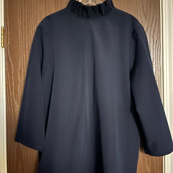 TUCKERNUCK Blue Navy Faye Blouse Ruffle Neck Bow Back Size XXL - Picture 9 of 11